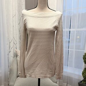 White House Black Market Cream Off-Shoulder Sweater